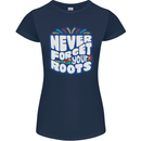 Never Forget Your Roots Africa Juneteenth Womens Petite Cut T-Shirt Navy Blue