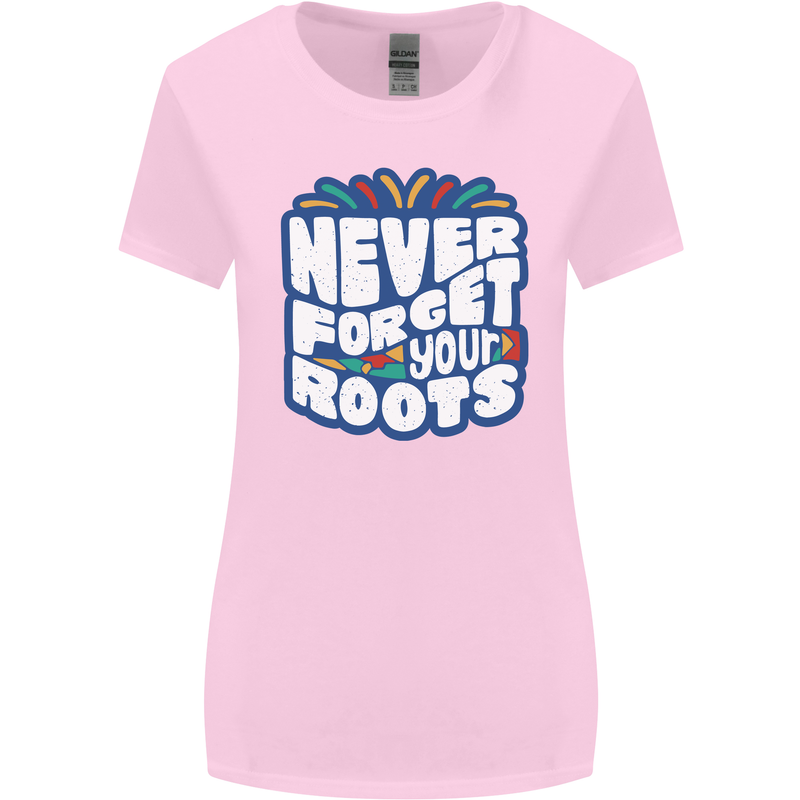 Never Forget Your Roots Africa Juneteenth Womens Wider Cut T-Shirt Light Pink