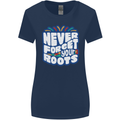 Never Forget Your Roots Africa Juneteenth Womens Wider Cut T-Shirt Navy Blue