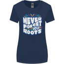 Never Forget Your Roots Africa Juneteenth Womens Wider Cut T-Shirt Navy Blue