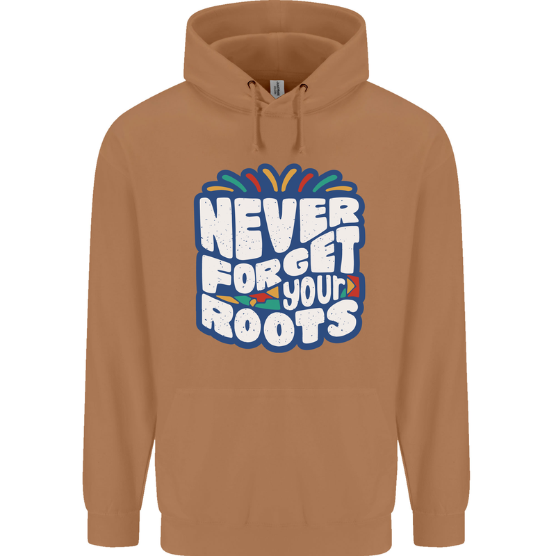 Never Forget Your Roots African Black Lives Matter Mens 80% Cotton Hoodie Caramel Latte