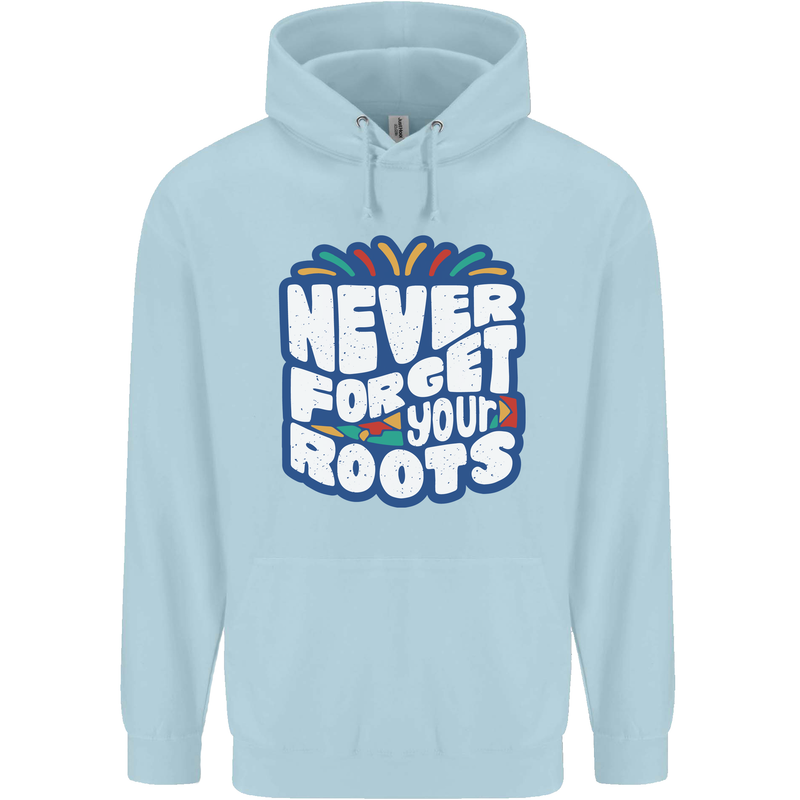 Never Forget Your Roots African Black Lives Matter Mens 80% Cotton Hoodie Light Blue