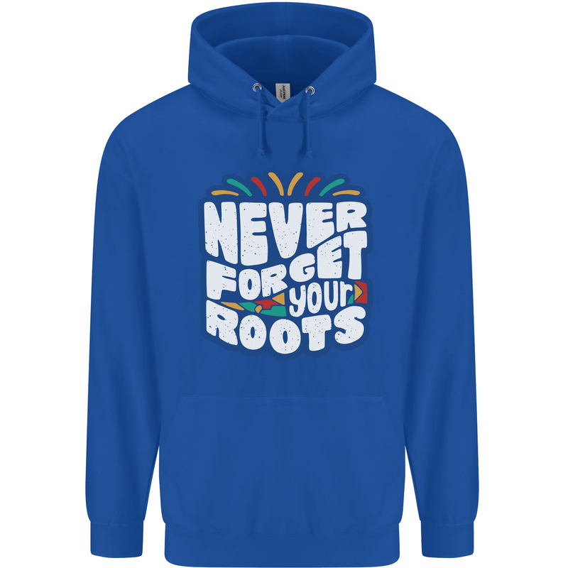 Never Forget Your Roots African Black Lives Matter Mens 80% Cotton Hoodie Royal Blue