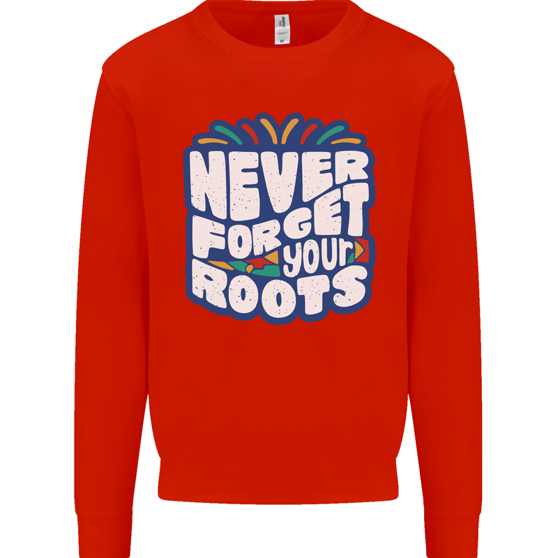 Never Forget Your Roots African Black Lives Matter Mens Sweatshirt Jumper Bright Red