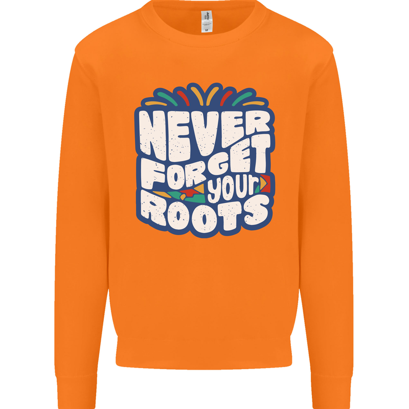 Never Forget Your Roots African Black Lives Matter Mens Sweatshirt Jumper Orange