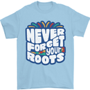 Never Forget Your Roots African Black Lives Matter Mens T-Shirt 100% Cotton Light Blue