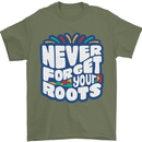 Never Forget Your Roots African Black Lives Matter Mens T-Shirt 100% Cotton Military Green