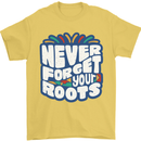 Never Forget Your Roots African Black Lives Matter Mens T-Shirt 100% Cotton Yellow