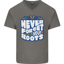 Never Forget Your Roots African Black Lives Matter Mens V-Neck Cotton T-Shirt Charcoal