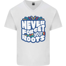 Never Forget Your Roots African Black Lives Matter Mens V-Neck Cotton T-Shirt White