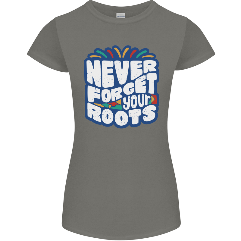 Never Forget Your Roots African Black Lives Matter Womens Petite Cut T-Shirt Charcoal