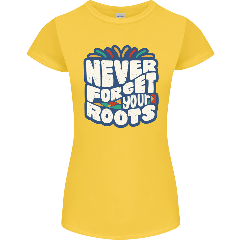 Never Forget Your Roots African Black Lives Matter Womens Petite Cut T-Shirt Yellow