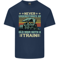 Never Underestimate an Old Man With a Train Kids T-Shirt Childrens Navy Blue