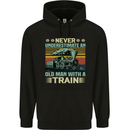 Never Underestimate an Old Man With a Train Mens 80% Cotton Hoodie Black