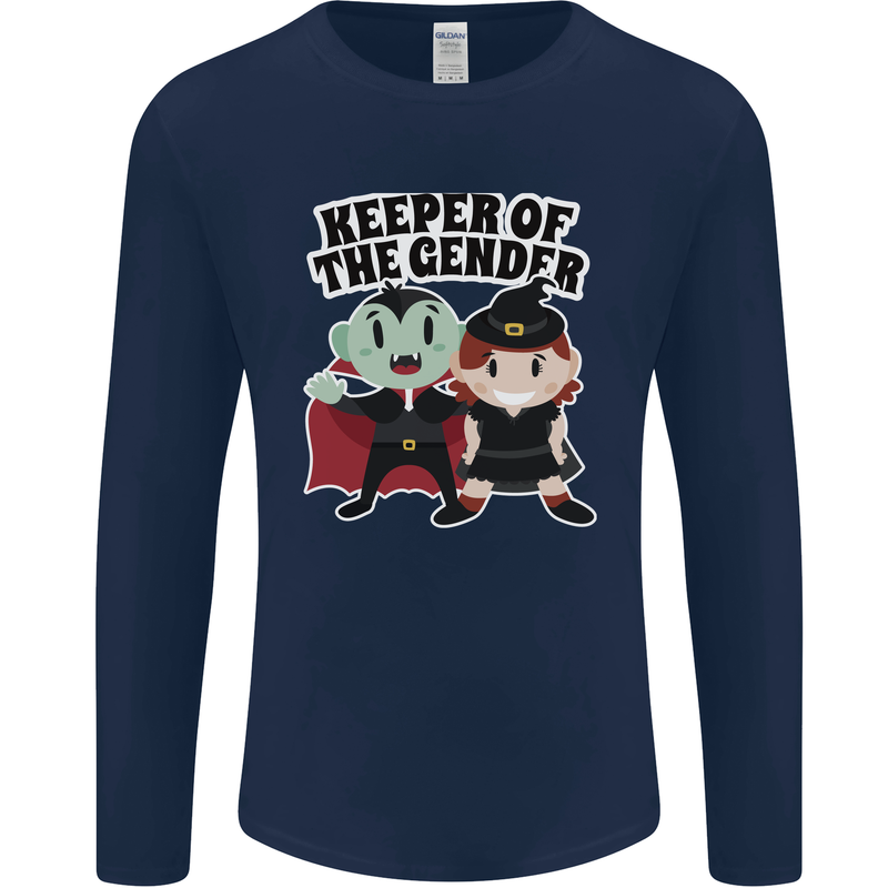 New Baby Gender Witch or Vampire Pregnancy Mens Long Sleeve T-Shirt Navy Blue