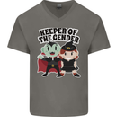 New Baby Gender Witch or Vampire Pregnancy Mens V-Neck Cotton T-Shirt Charcoal