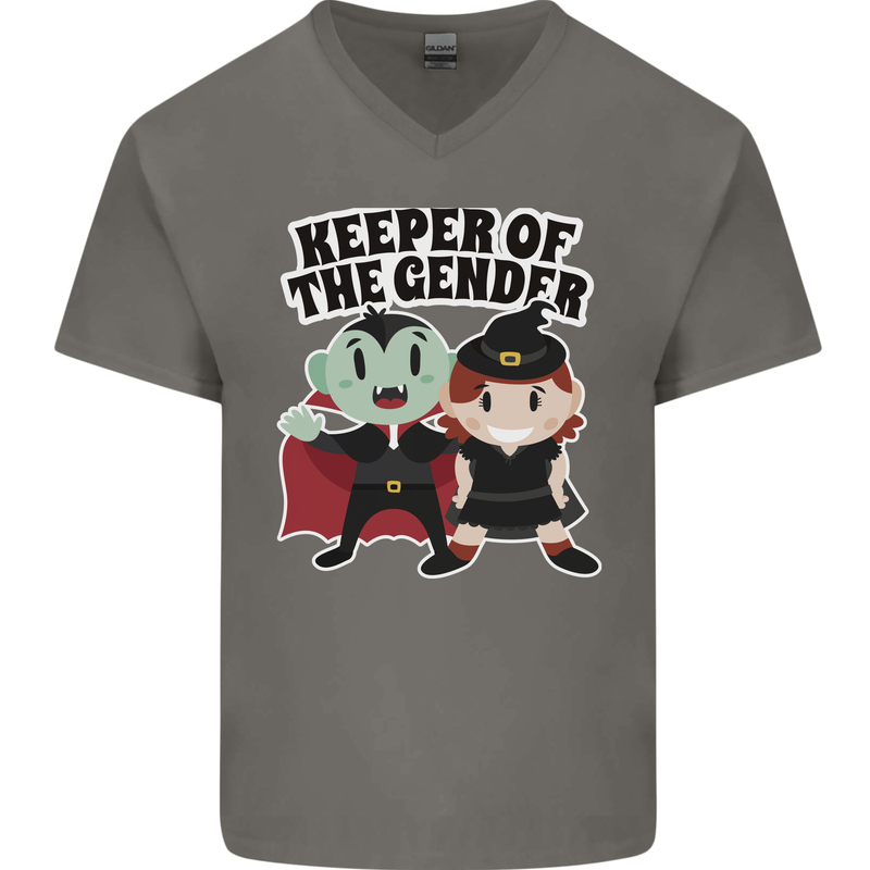 New Baby Gender Witch or Vampire Pregnancy Mens V-Neck Cotton T-Shirt Charcoal