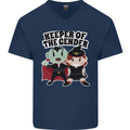 New Baby Gender Witch or Vampire Pregnancy Mens V-Neck Cotton T-Shirt Navy Blue