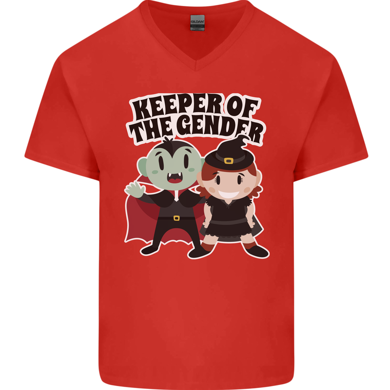 New Baby Gender Witch or Vampire Pregnancy Mens V-Neck Cotton T-Shirt Red