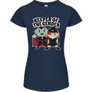 New Baby Gender Witch or Vampire Pregnancy Womens Petite Cut T-Shirt Navy Blue
