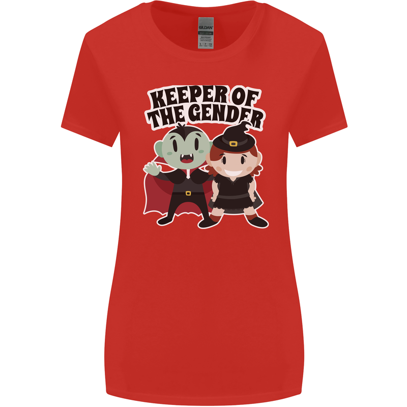 New Baby Gender Witch or Vampire Pregnancy Womens Wider Cut T-Shirt Red