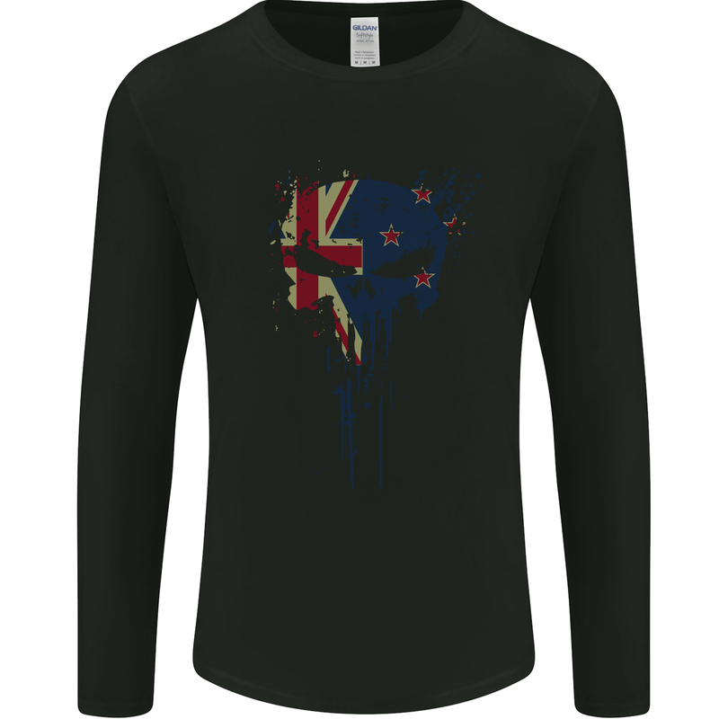 New Zealand Skull Gym Training Bodybuilding Mens Long Sleeve T-Shirt Black