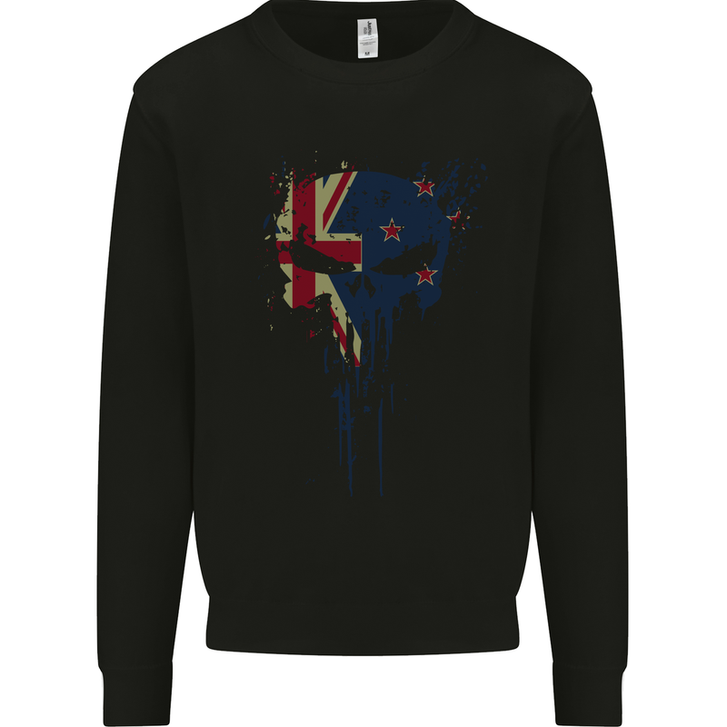 New Zealand Skull Gym Training Bodybuilding Mens Sweatshirt Jumper Black