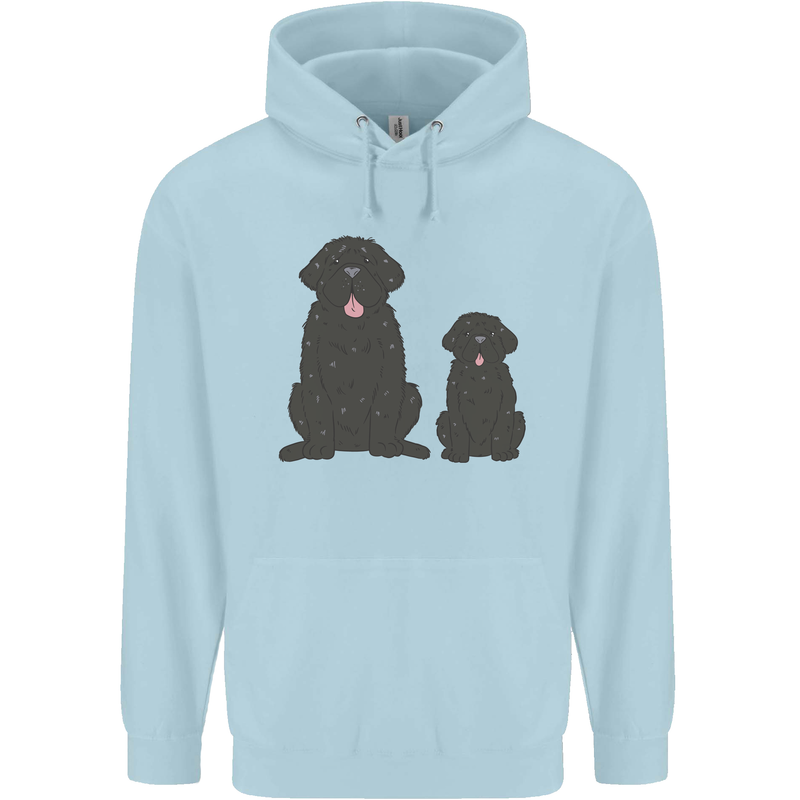 Newfoundland Dog With Puppy Childrens Kids Hoodie Light Blue