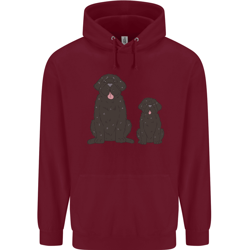 Newfoundland Dog With Puppy Childrens Kids Hoodie Maroon