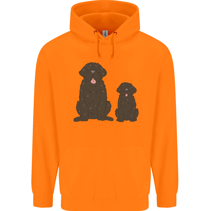 Newfoundland Dog With Puppy Childrens Kids Hoodie Orange