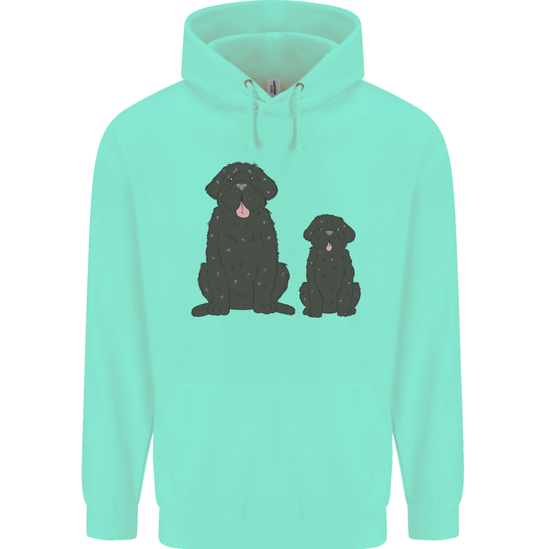 Newfoundland Dog With Puppy Childrens Kids Hoodie Peppermint