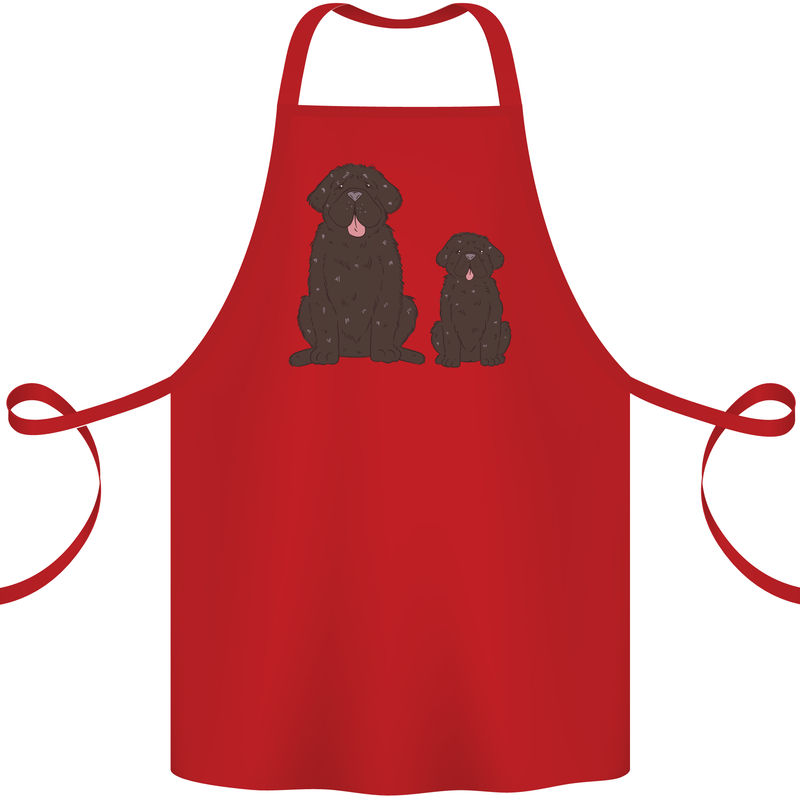 Newfoundland Dog With Puppy Cotton Apron 100% Organic Red