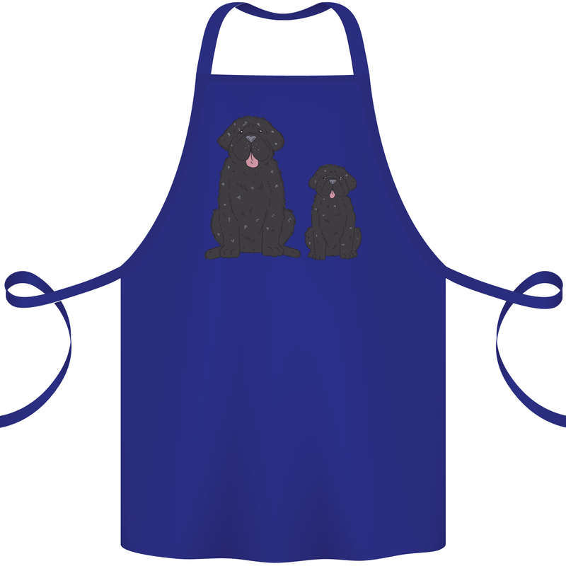 Newfoundland Dog With Puppy Cotton Apron 100% Organic Royal Blue