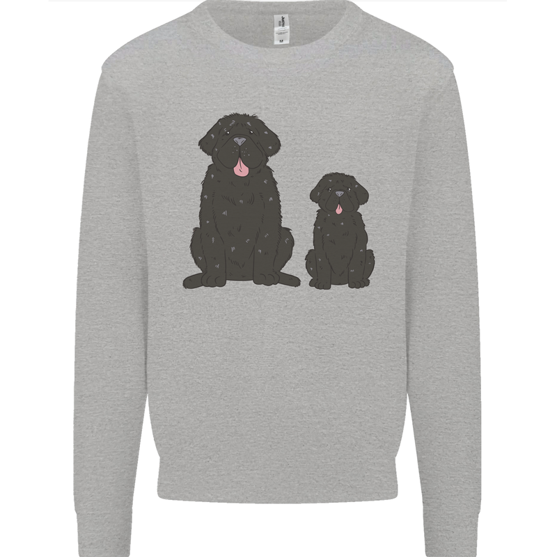 Newfoundland Dog With Puppy Kids Sweatshirt Jumper Sports Grey