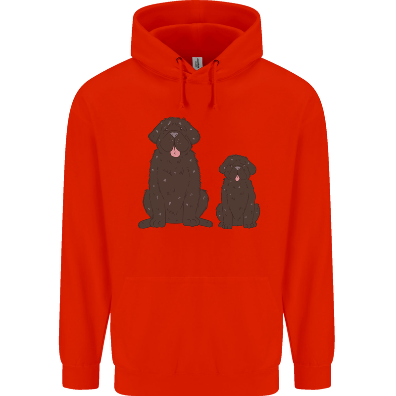 Newfoundland Dog With Puppy Mens 80% Cotton Hoodie Bright Red