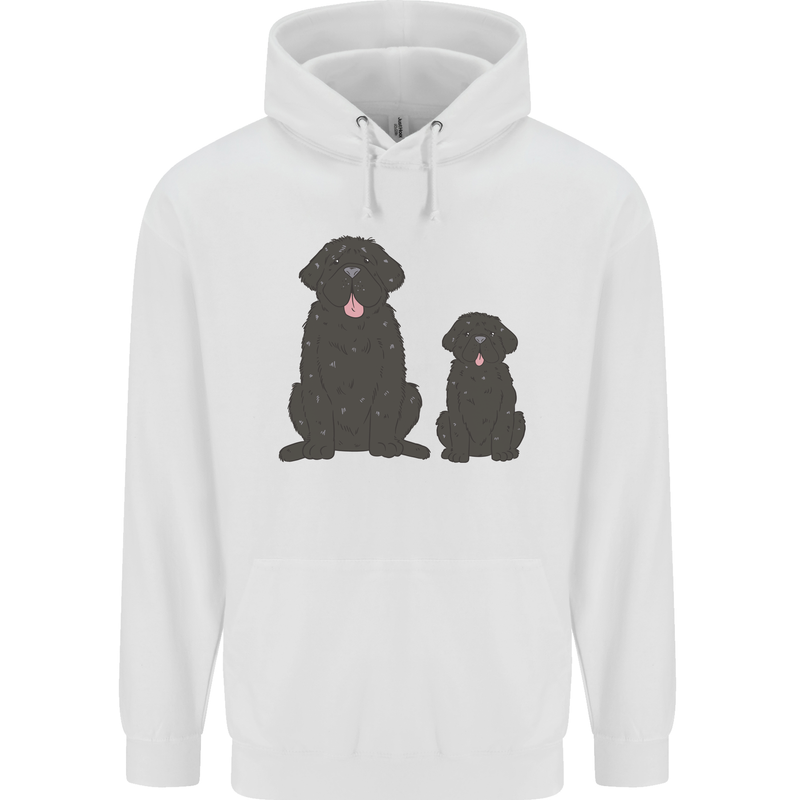Newfoundland Dog With Puppy Mens 80% Cotton Hoodie White