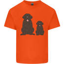 Newfoundland Dog With Puppy Mens Cotton T-Shirt Tee Top Orange
