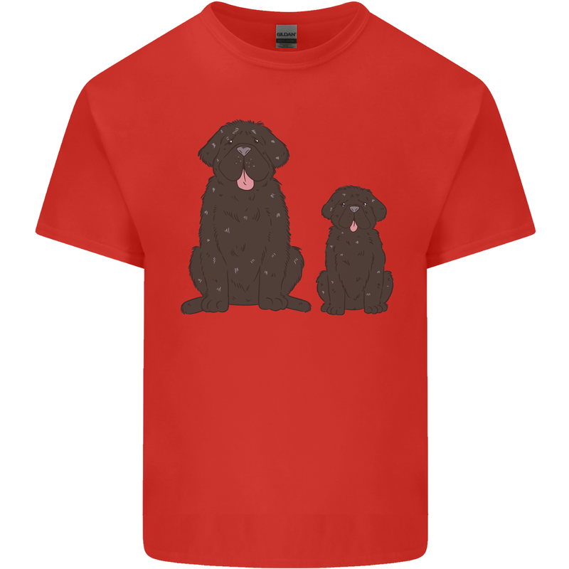 Newfoundland Dog With Puppy Mens Cotton T-Shirt Tee Top Red