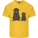 Newfoundland Dog With Puppy Mens Cotton T-Shirt Tee Top Yellow