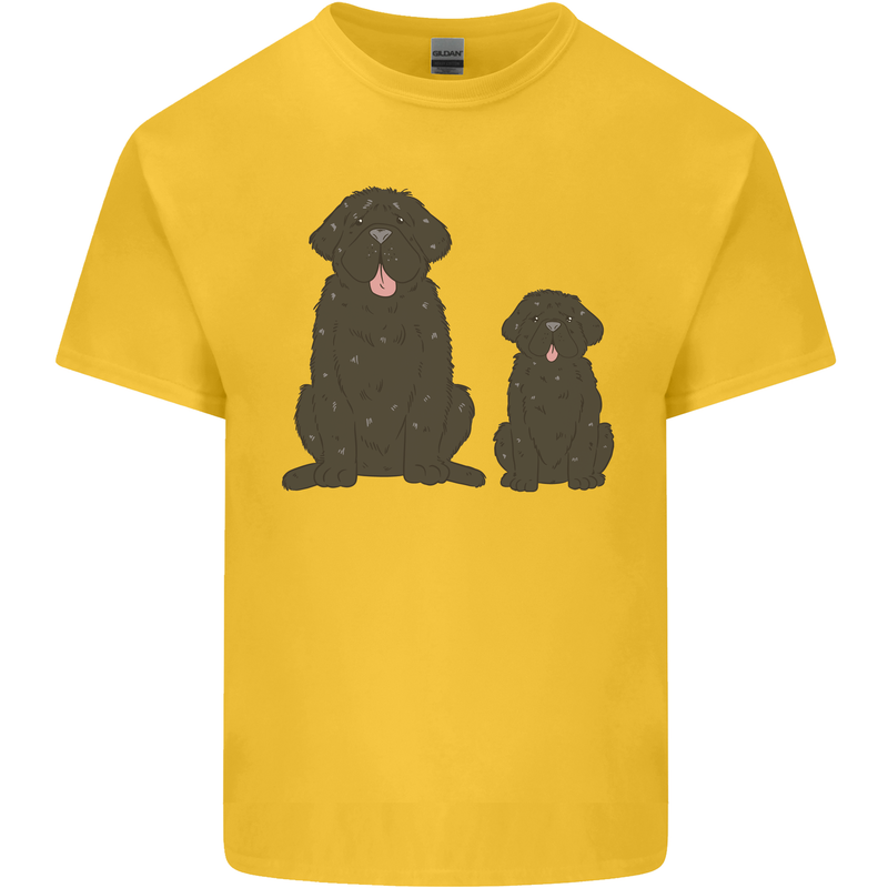 Newfoundland Dog With Puppy Mens Cotton T-Shirt Tee Top Yellow