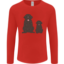 Newfoundland Dog With Puppy Mens Long Sleeve T-Shirt Red