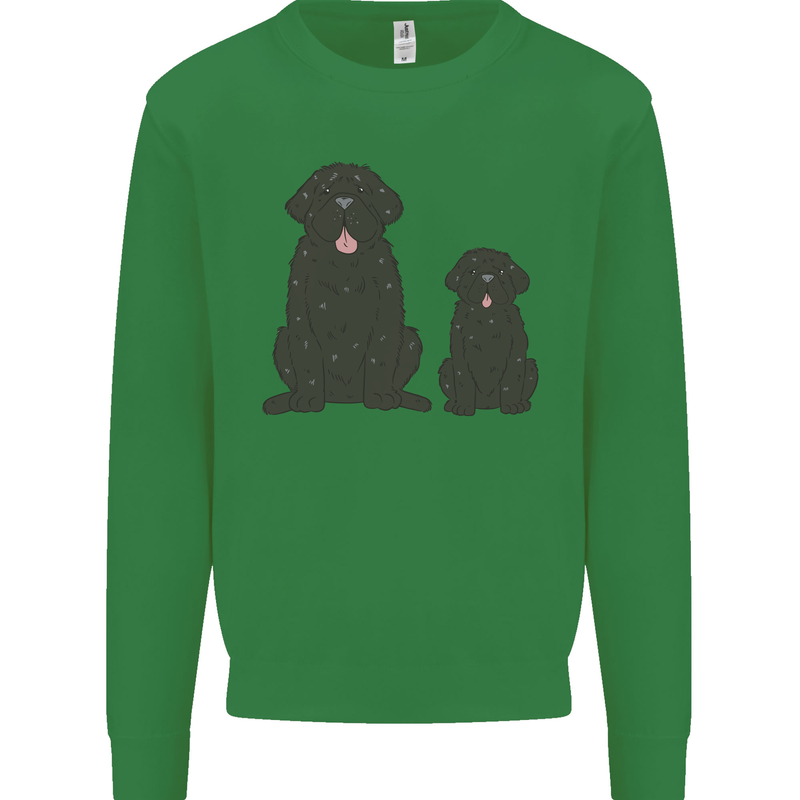Newfoundland Dog With Puppy Mens Sweatshirt Jumper Irish Green
