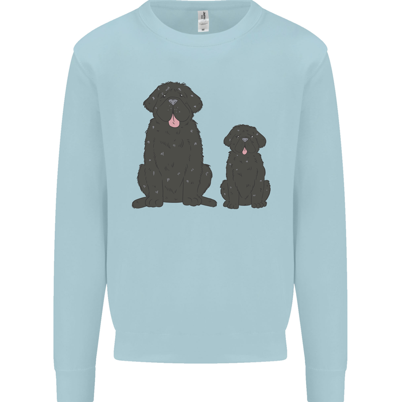 Newfoundland Dog With Puppy Mens Sweatshirt Jumper Light Blue