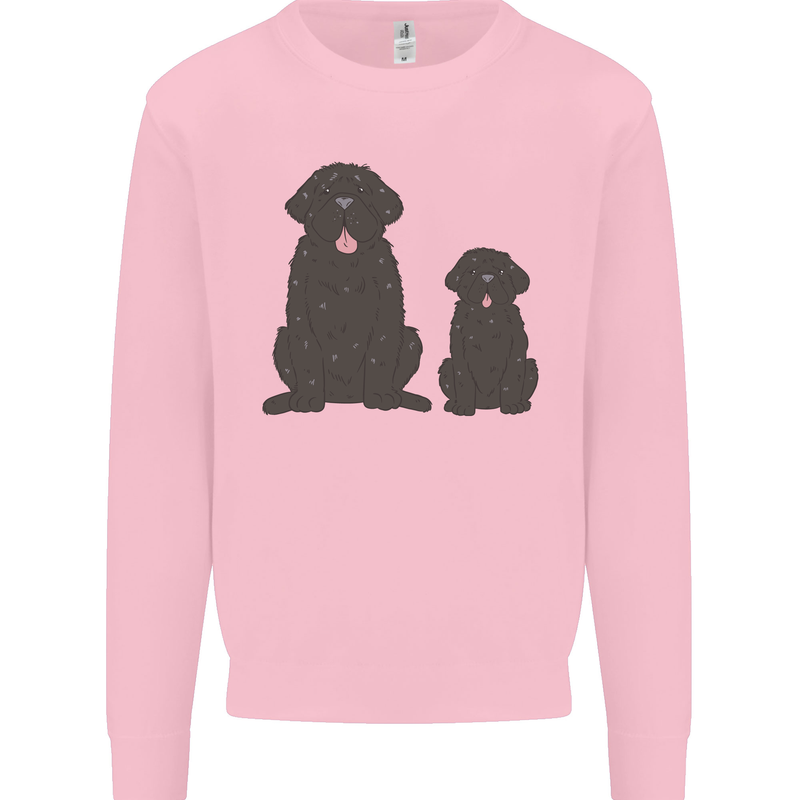 Newfoundland Dog With Puppy Mens Sweatshirt Jumper Light Pink