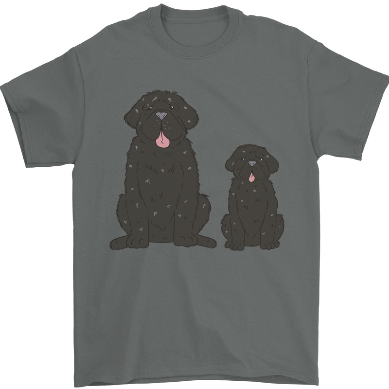 Newfoundland Dog With Puppy Mens T-Shirt 100% Cotton Charcoal