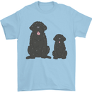 Newfoundland Dog With Puppy Mens T-Shirt 100% Cotton Light Blue