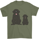 Newfoundland Dog With Puppy Mens T-Shirt 100% Cotton Military Green