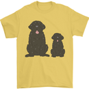 Newfoundland Dog With Puppy Mens T-Shirt 100% Cotton Yellow