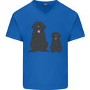 Newfoundland Dog With Puppy Mens V-Neck Cotton T-Shirt Royal Blue