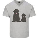 Newfoundland Dog With Puppy Mens V-Neck Cotton T-Shirt Sports Grey
